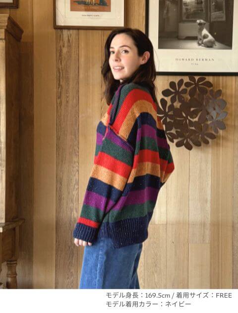 カラフルボーダークルーニット   ブランドのドッグデプト/DOG DEPT