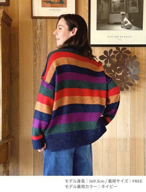 カラフルボーダークルーニット   ブランドのドッグデプト/DOG DEPT