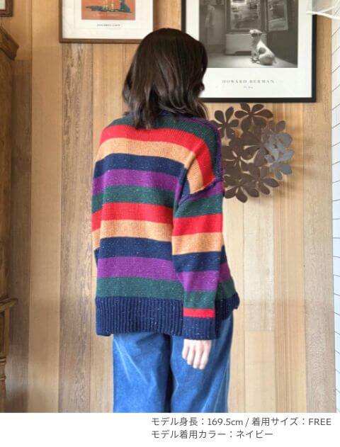 カラフルボーダークルーニット   ブランドのドッグデプト/DOG DEPT