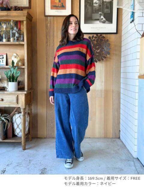 カラフルボーダークルーニット   ブランドのドッグデプト/DOG DEPT