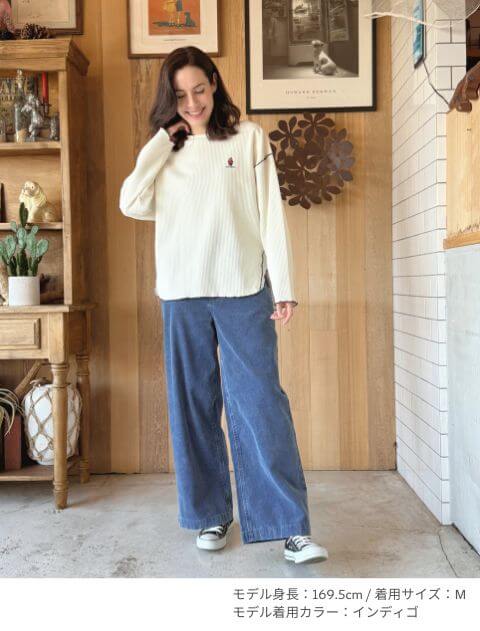 インディゴコールワイドパンツ ブランドのドッグデプト/DOG DEPT