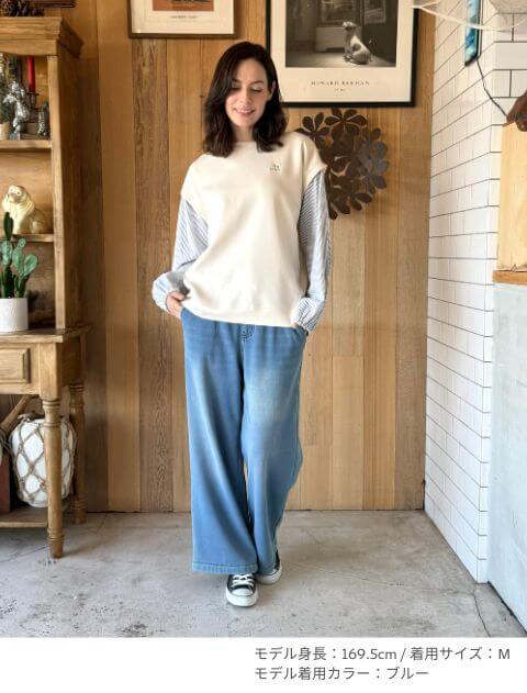 裏シャギーニットデニムワイドパンツ ブランドのドッグデプト/DOG DEPT