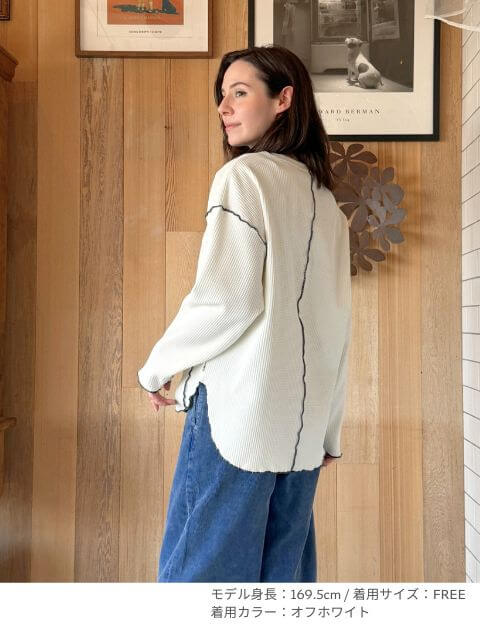 ハイテンションワッフル配色メローロンT   ブランドのドッグデプト/DOG DEPT