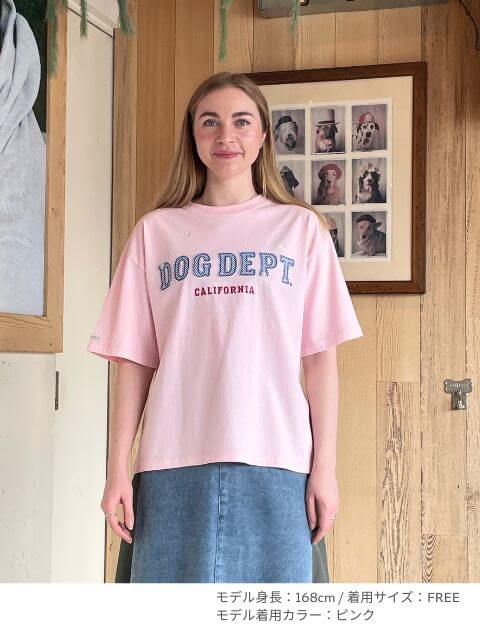 ストライプアップリロゴ　T   ブランドのドッグデプト/DOG DEPT