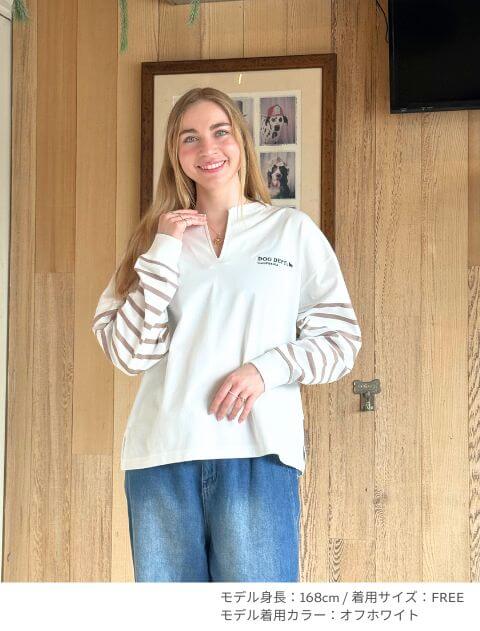 袖ボーダーキーネック   ブランドのドッグデプト/DOG DEPT