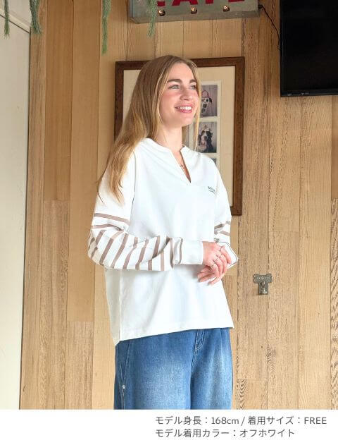 袖ボーダーキーネック   ブランドのドッグデプト/DOG DEPT