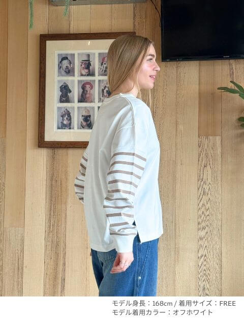 袖ボーダーキーネック   ブランドのドッグデプト/DOG DEPT