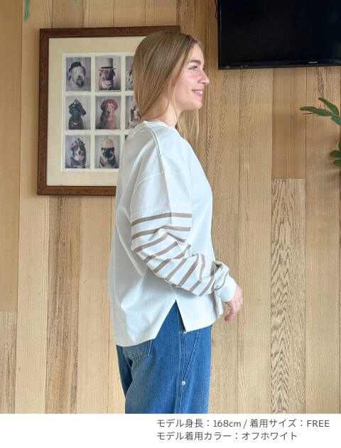 袖ボーダーキーネック   ブランドのドッグデプト/DOG DEPT