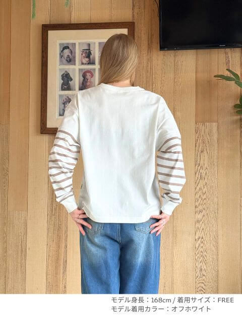 袖ボーダーキーネック   ブランドのドッグデプト/DOG DEPT