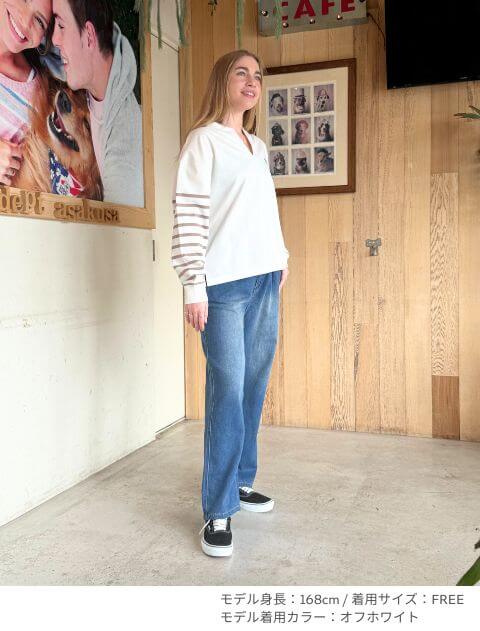 袖ボーダーキーネック   ブランドのドッグデプト/DOG DEPT