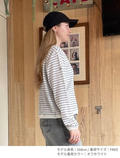 撚り糸ポルカボーダーカーデ   ブランドのドッグデプト/DOG DEPT