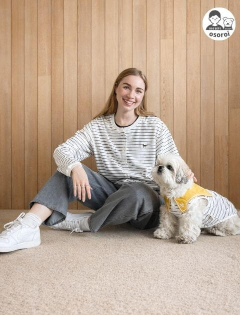 撚り糸ポルカボーダーカーデ   ブランドのドッグデプト/DOG DEPT