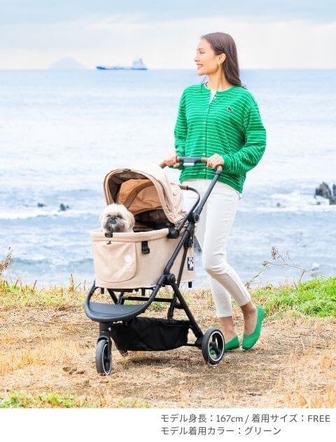 撚り糸ポルカボーダーカーデ   ブランドのドッグデプト/DOG DEPT