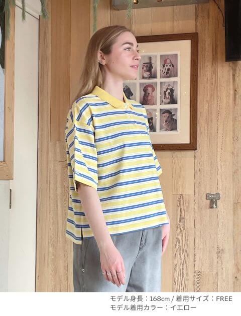 ナチュラルヴィンテージボーダー　半袖ポロ ブランドのドッグデプト/DOG DEPT