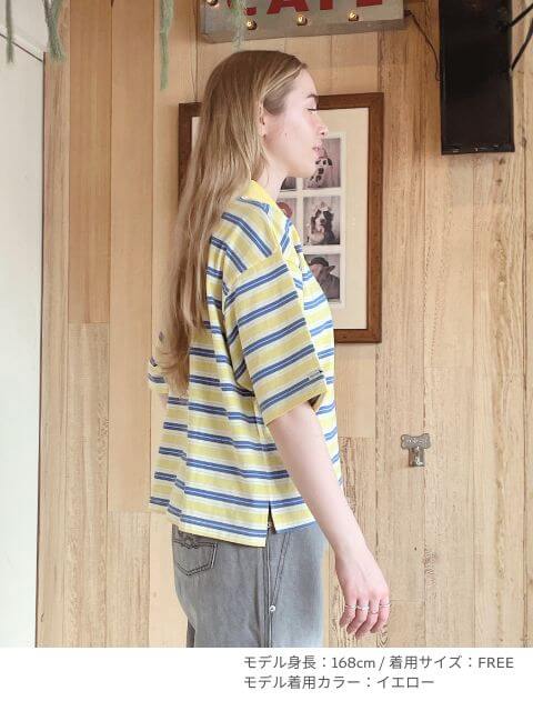 ナチュラルヴィンテージボーダー　半袖ポロ ブランドのドッグデプト/DOG DEPT