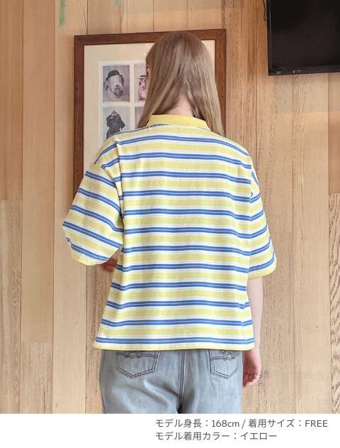 ナチュラルヴィンテージボーダー　半袖ポロ ブランドのドッグデプト/DOG DEPT