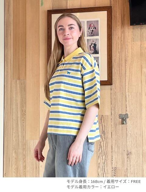 ナチュラルヴィンテージボーダー　半袖ポロ ブランドのドッグデプト/DOG DEPT