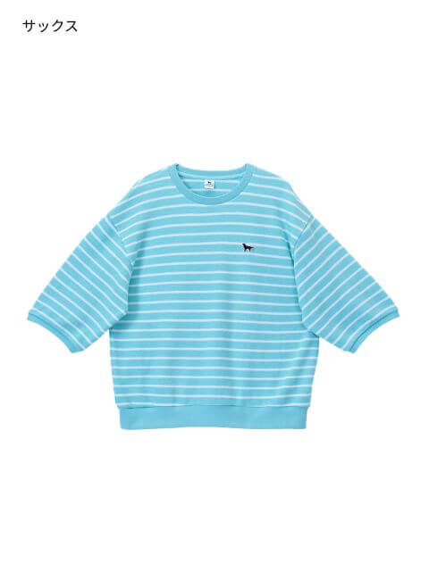 差し編みパイルボーダー5分袖   ブランドのドッグデプト/DOG DEPT