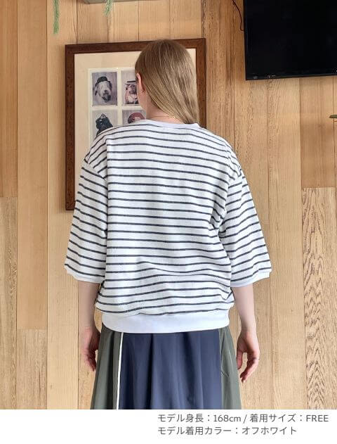 差し編みパイルボーダー5分袖 ブランドのドッグデプト/DOG DEPT