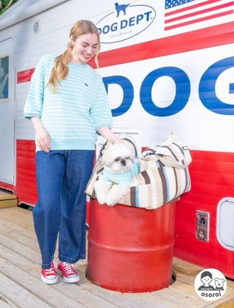 差し編みパイルボーダー5分袖 ブランドのドッグデプト/DOG DEPT