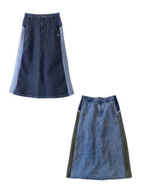 WOMEN】デニム＆ナイロンバルーンスカート
