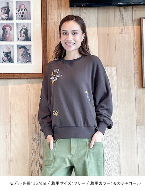 ドッグシルエット刺繍クルー   ブランドのドッグデプト/DOG DEPT