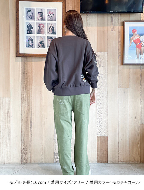 ドッグシルエット刺繍クルー   ブランドのドッグデプト/DOG DEPT