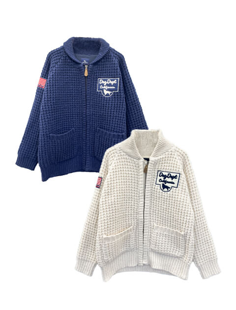 UNISEX】裏地付き ビッグワッフルニット