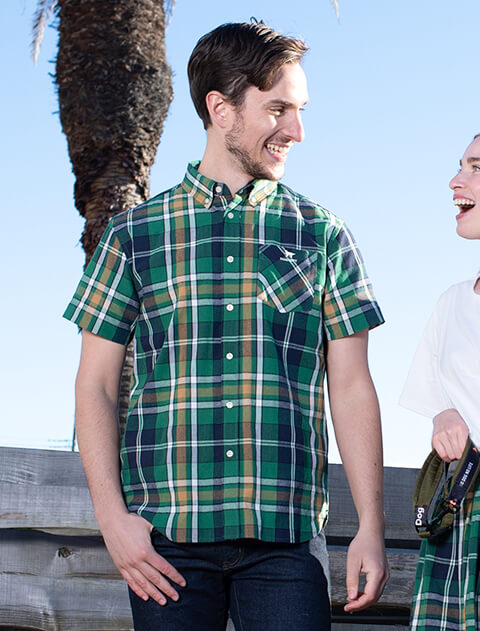 《期間限定アウトレット》【UNISEX】チェックB/D半袖シャツ