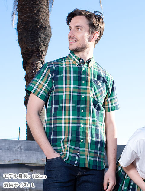 チェックB/D半袖シャツ  ブランドのドッグデプト/DOG DEPT