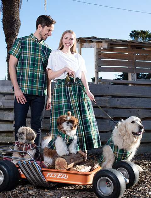 チェックB/D半袖シャツ  ブランドのドッグデプト/DOG DEPT