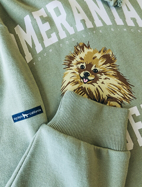 DOG DEPT☆UNISEX★犬種プルパーカー☆ポメラニアン★L☆ドッグデプト UNISEX】犬種プルパーカー