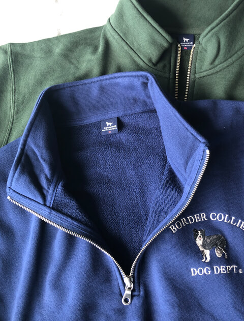リアルドッグカレッジ刺繍ハーフジップスウェット   ブランドのドッグデプト/DOG DEPT