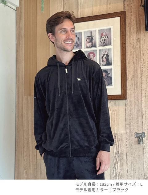 ストレッチベロアジップパーカー  ブランドのドッグデプト/DOG DEPT