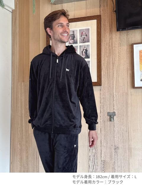 ストレッチベロアジップパーカー  ブランドのドッグデプト/DOG DEPT