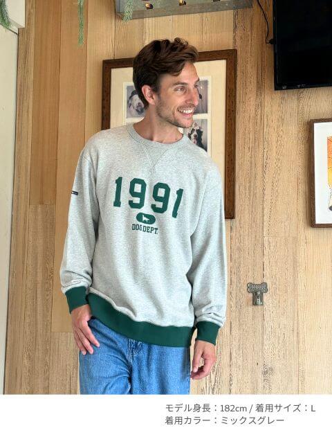 UNISEX】カレッジロゴクルースウェット