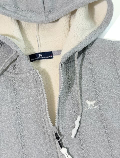 裏ボアケーブルジップパーカー ブランドのドッグデプト/DOG DEPT