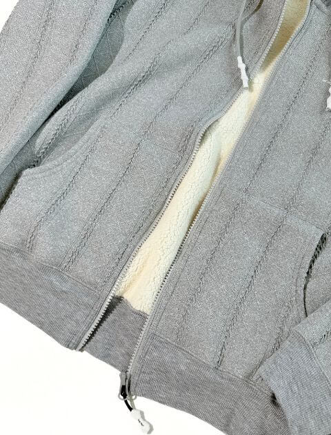 裏ボアケーブルジップパーカー ブランドのドッグデプト/DOG DEPT