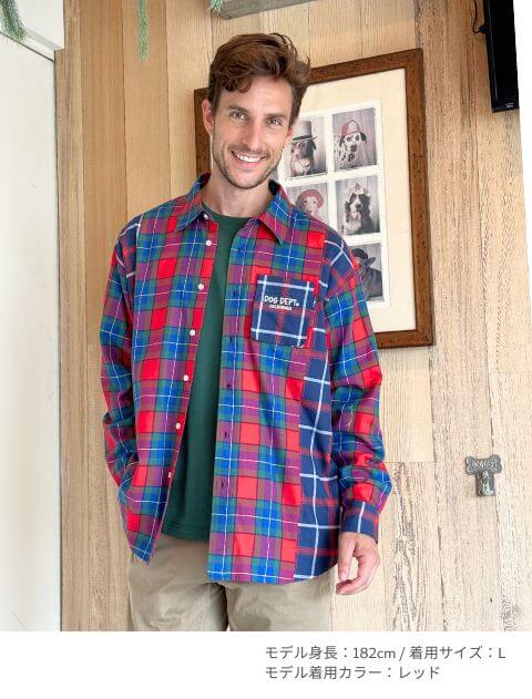 切り替えチェックR/Gシャツ   ブランドのドッグデプト/DOG DEPT