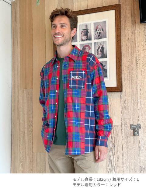 切り替えチェックR/Gシャツ   ブランドのドッグデプト/DOG DEPT