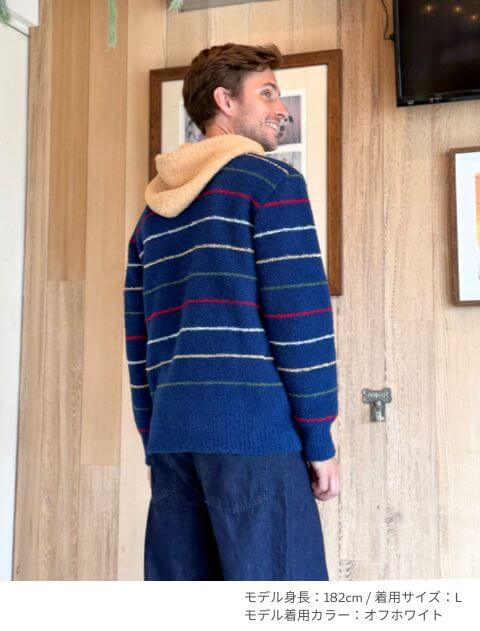 もこもこボーダージップパーカー   ブランドのドッグデプト/DOG DEPT