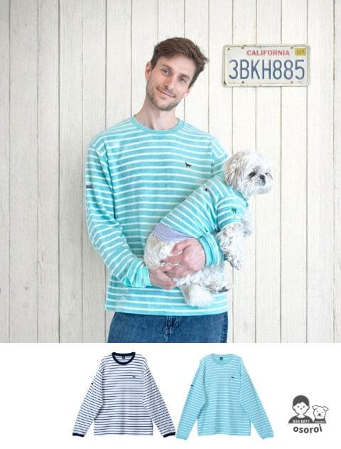 【UNISEX】差し編みパイルボーダー　クルー