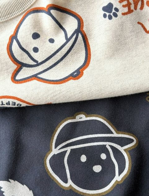 HELLO.MAX総柄ロゴクルー   ブランドのドッグデプト/DOG DEPT