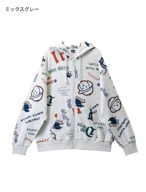 UNISEX】HELLO.MAX総柄ロゴジップパーカー