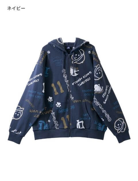 UNISEX】HELLO.MAX総柄ロゴジップパーカー