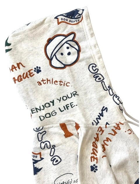 HELLO.MAX総柄ロゴジップパーカー ブランドのドッグデプト/DOG DEPT