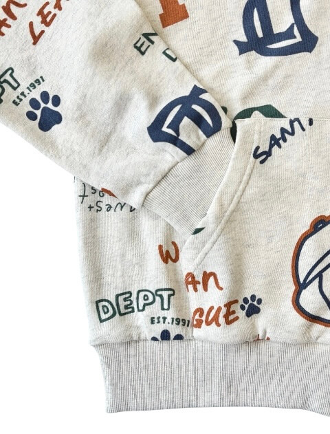 HELLO.MAX総柄ロゴジップパーカー ブランドのドッグデプト/DOG DEPT