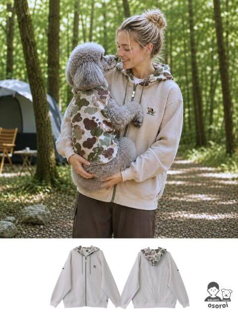 【UNISEX】DOG CAMOハイテンションワッフル　ジップパーカー