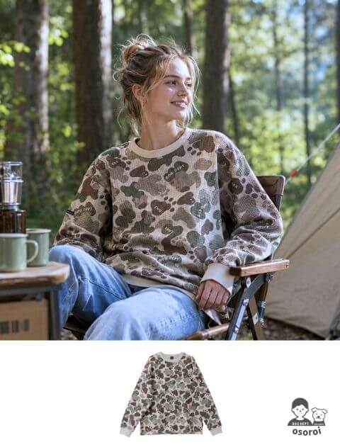 【UNISEX】DOG CAMOハイテンションワッフル　ロンT
