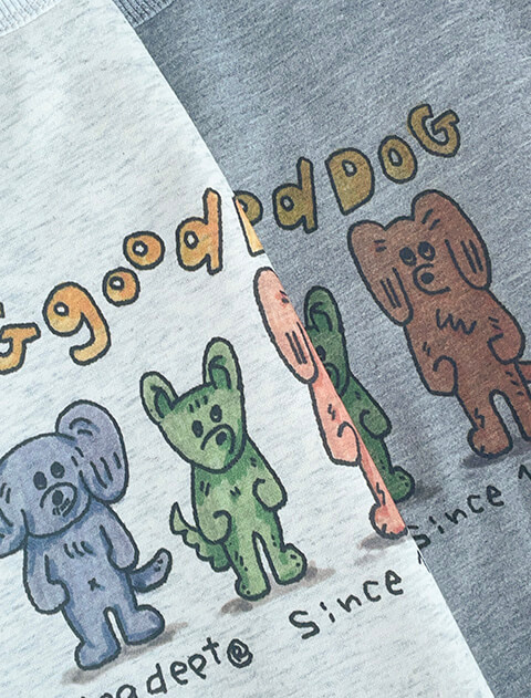 裏ボア裏毛イラストクルースウェット ブランドのドッグデプト/DOG DEPT